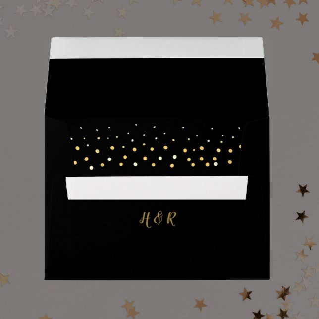 New Years wedding Black and Gold Glitter Envelope (Creator Uploaded)