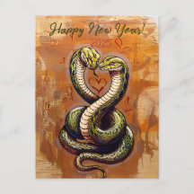 New Year's Wish for Love 2025 Wooden Snake Card