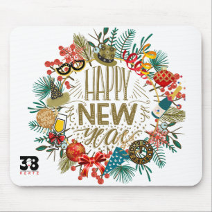 New Year's Wreath Mouse Pad
