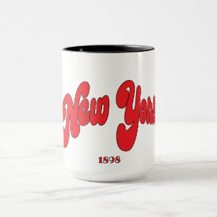 New-York 1898 Red Arc Logo Typography  Mug