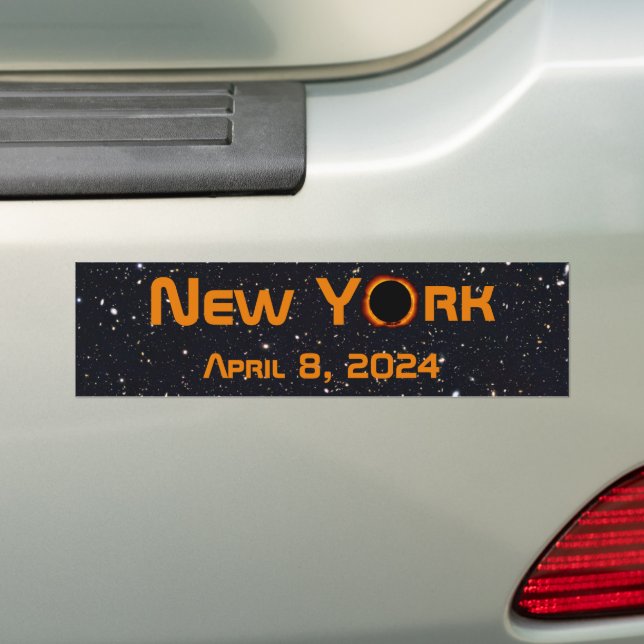 New York 2024 Total Solar Eclipse  Bumper Sticker (On Car)