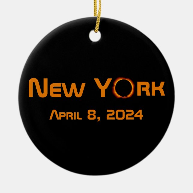 New York 2024 Total Solar Eclipse  Ceramic Ornament (Front)