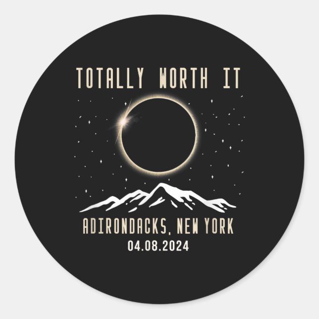 New York 2024 Total Solar Eclipse  Classic Round Sticker (Front)