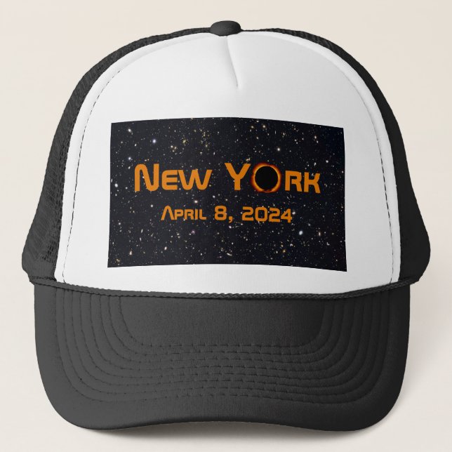 New York 2024 Total Solar Eclipse  Trucker Hat (Front)
