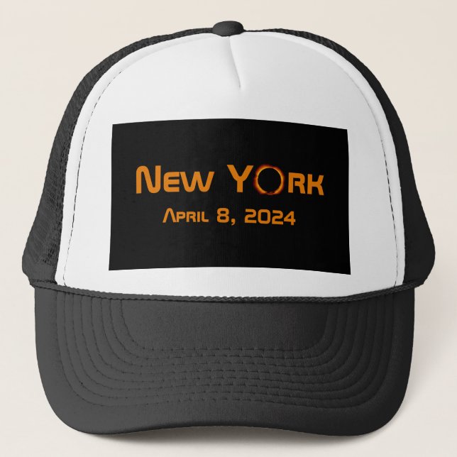 New York 2024 Total Solar Eclipse  Trucker Hat (Front)
