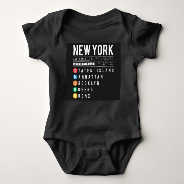 New York 5 Boroughs Baby Bodysuit (Front)