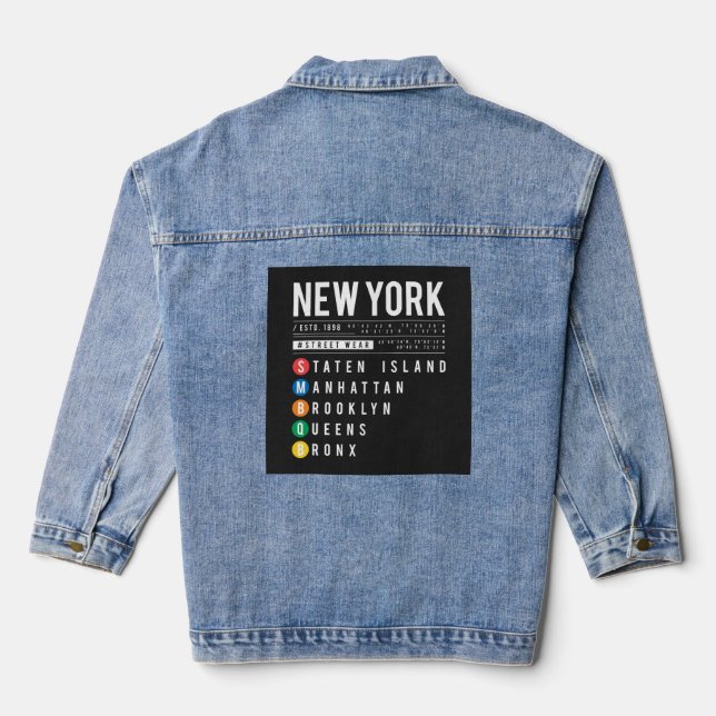 New York 5 Boroughs Denim Jacket (Back)