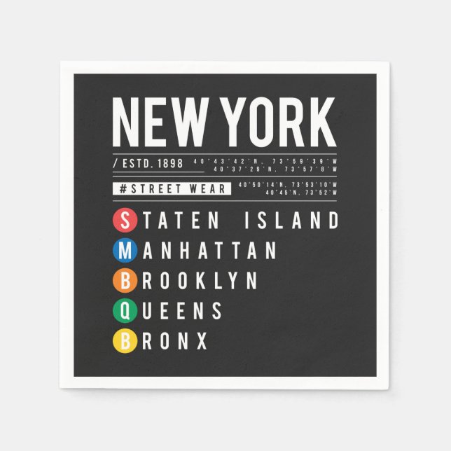 New York 5 Boroughs Napkin (Front)