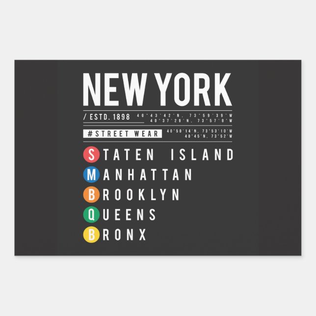 New York 5 Boroughs Wrapping Paper Sheet (Front 3)