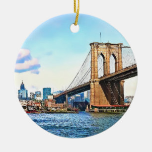 New York Abutment of Brooklyn Bridge Ceramic Ornament