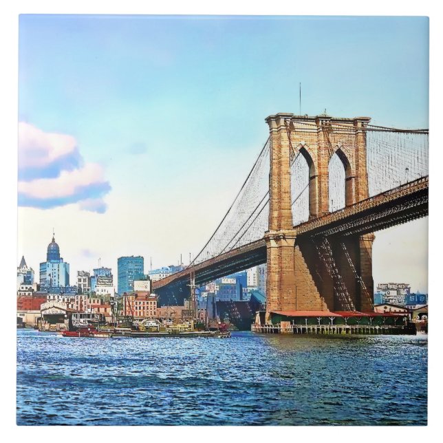 New York Abutment of Brooklyn Bridge Ceramic Tile (Front)