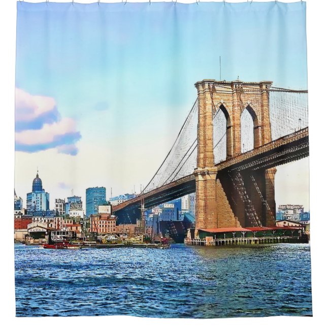 New York Abutment of Brooklyn Bridge Shower Curtain (Front)