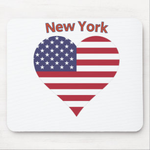 New York American Flag Heart Mouse Pad