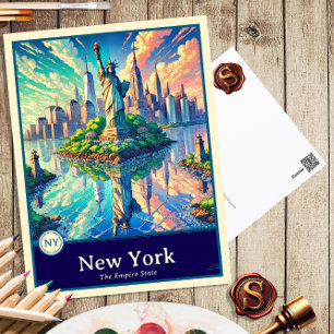 New York   Anime Style Cel Shaded Postcard