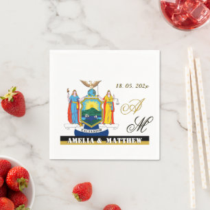 New York Anniversary, Wedding Napkins, NY Flag Napkin