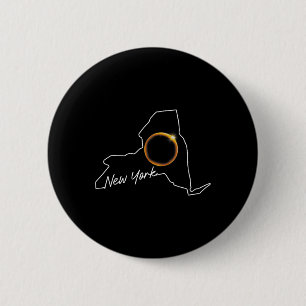 New York April 8 Total Solar Eclipse Usa Map Total 6 Cm Round Badge