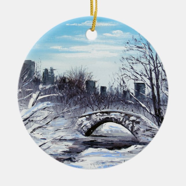 New York Art, Central Park, Landscape Ceramic Ornament (Front)