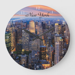 New York at Night Large Clock
