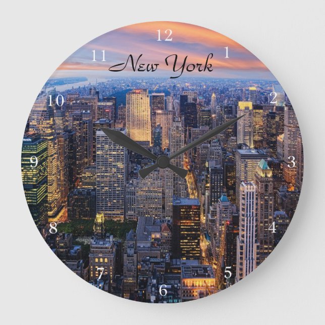 New York at Night Large Clock (Front)