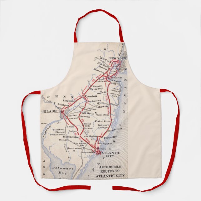 New York/ Atlantic City Vintage Map Apron (Front)