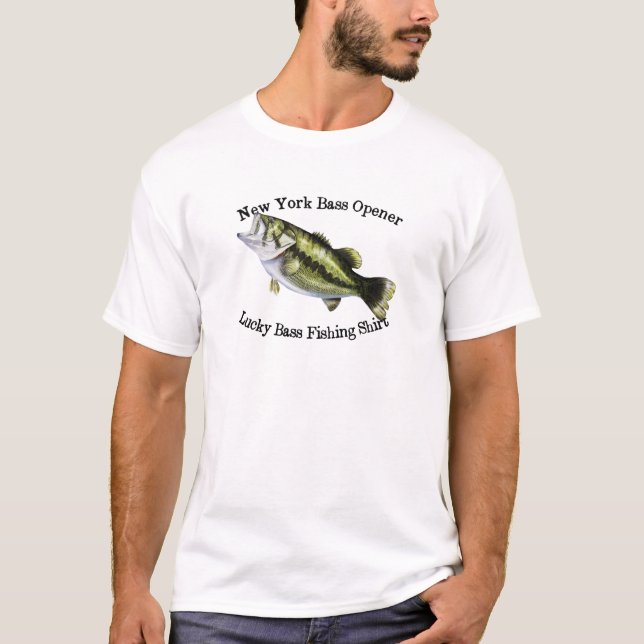 New York Bass Opener Lucky Bass Fishing T-Shirt (Front)