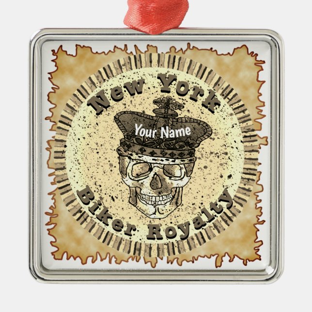 New York Biker Metal Ornament (Front)