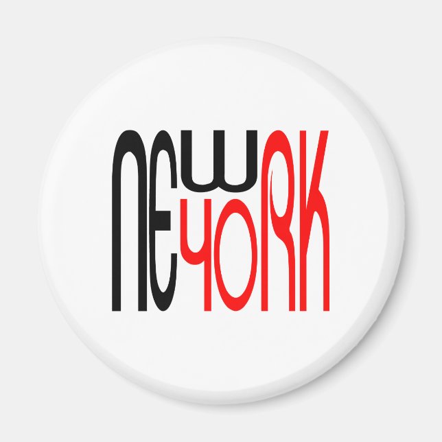 New-York-Black-Red Typography Magnet (Front)