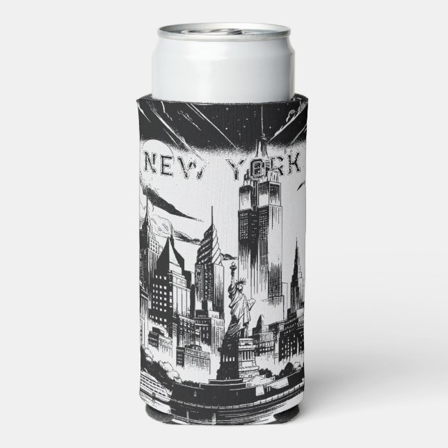 New York Black White  Seltzer Can Cooler (Seltzer Back)
