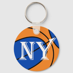 new york blue orange basketball key ring
