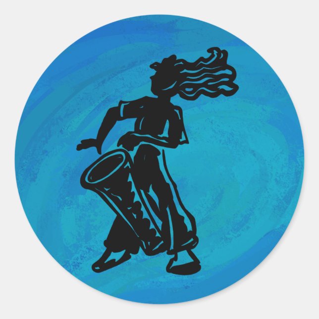 New York Boogie Nights Drum Blue Classic Round Sticker (Front)