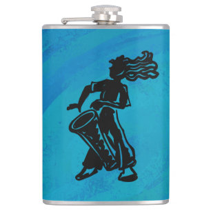 New York Boogie Nights Drum Blue Hip Flask