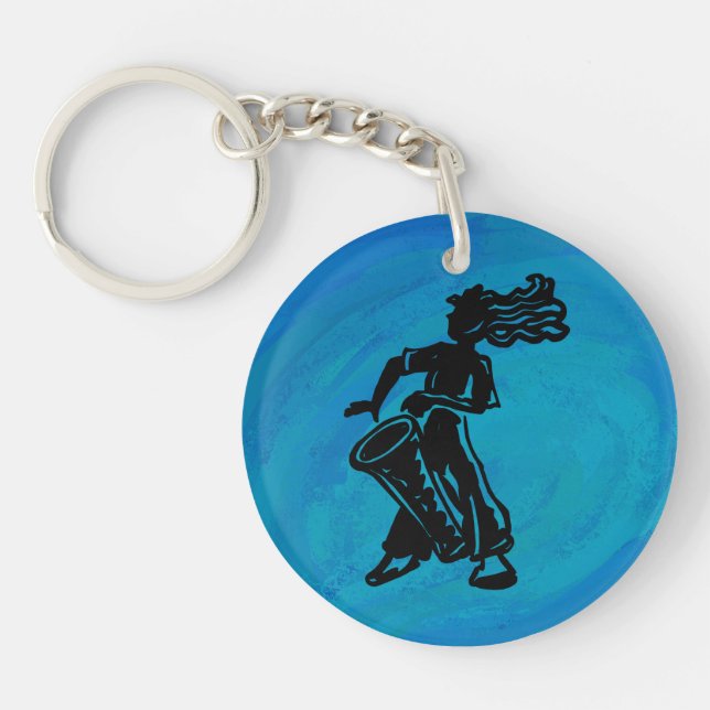 New York Boogie Nights Drum Blue Key Ring (Front)