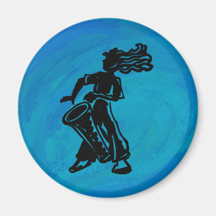 New York Boogie Nights Drum Blue Magnet