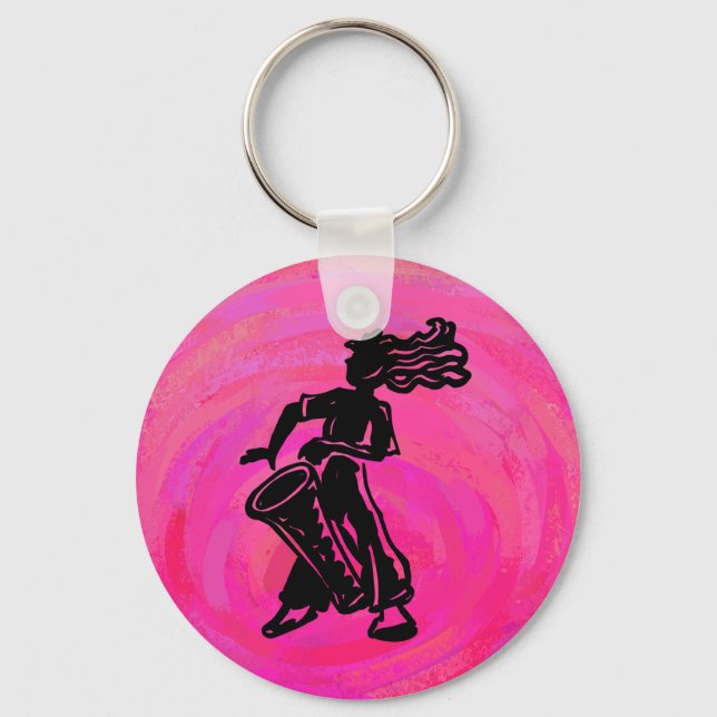 New York Boogie Nights Drum Hot Pink Key Ring (Front)