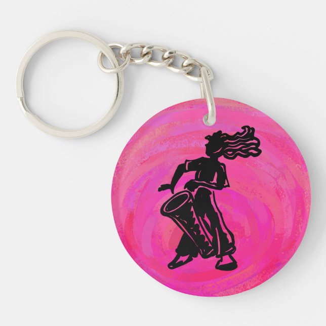 New York Boogie Nights Drum Hot Pink Key Ring (Front)