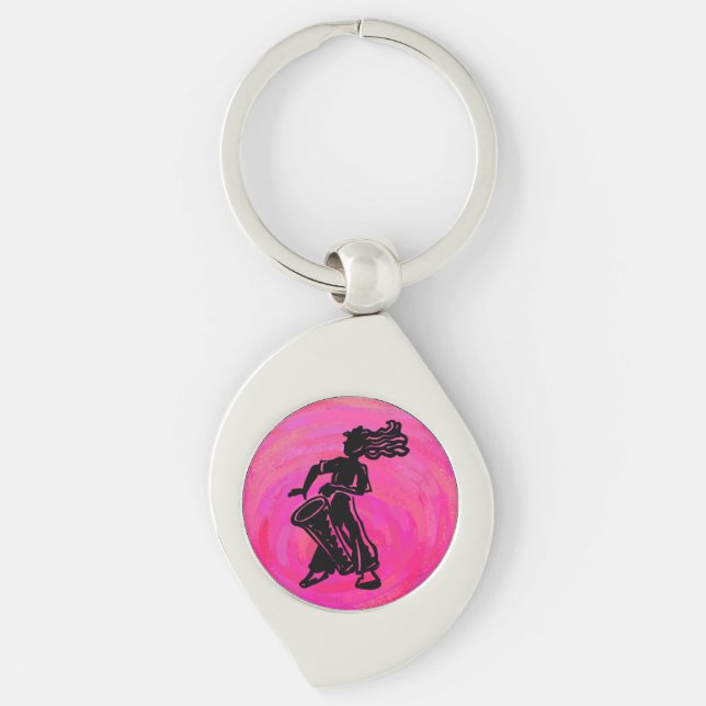 New York Boogie Nights Drum Hot Pink Key Ring (Front)