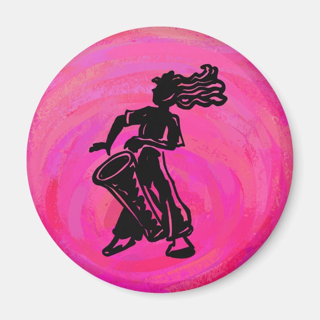 New York Boogie Nights Drum Hot Pink Magnet (Front)