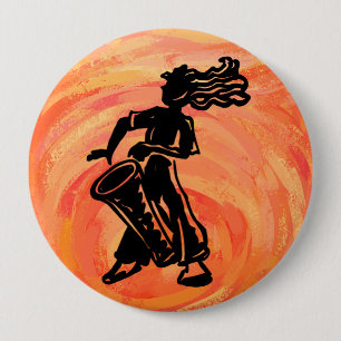 New York Boogie Nights Drum Orange 10 Cm Round Badge