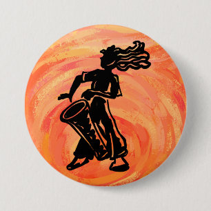 New York Boogie Nights Drum Orange 7.5 Cm Round Badge