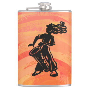New York Boogie Nights Drum Orange Hip Flask
