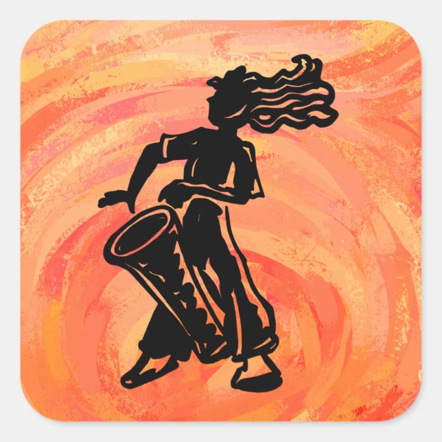New York Boogie Nights Drum Orange Square Sticker (Front)