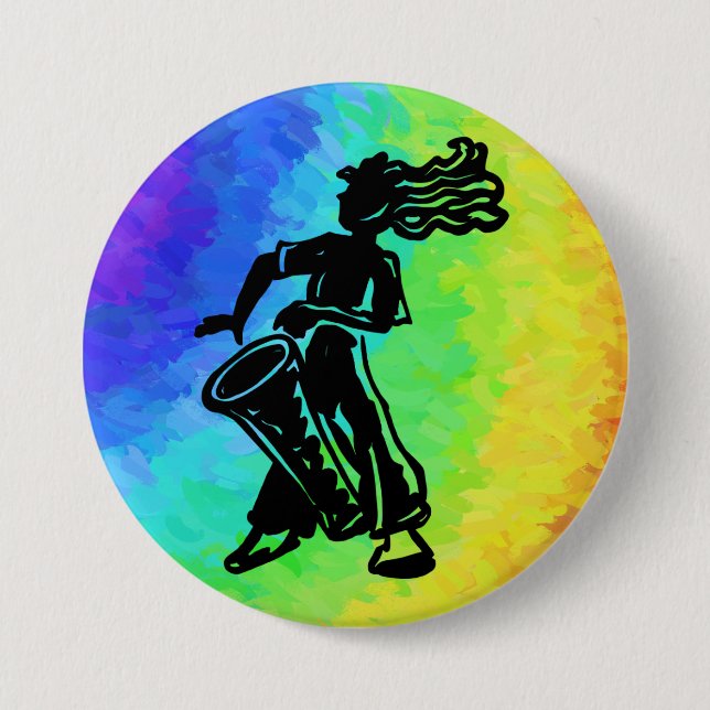 New York Boogie Nights Drum Rainbow 7.5 Cm Round Badge (Front)