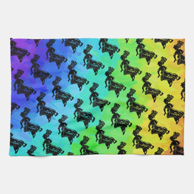 New York Boogie Nights Drum Rainbow Tea Towel (Horizontal)