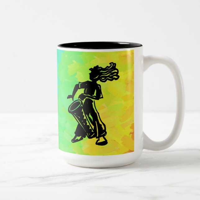 New York Boogie Nights Drum Rainbow Two-Tone Coffee Mug (Right)