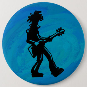 New York Boogie Nights Guitar Blue 6 Cm Round Badge