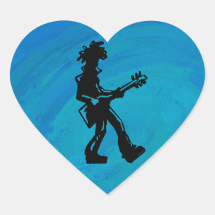New York Boogie Nights Guitar Blue Heart Sticker