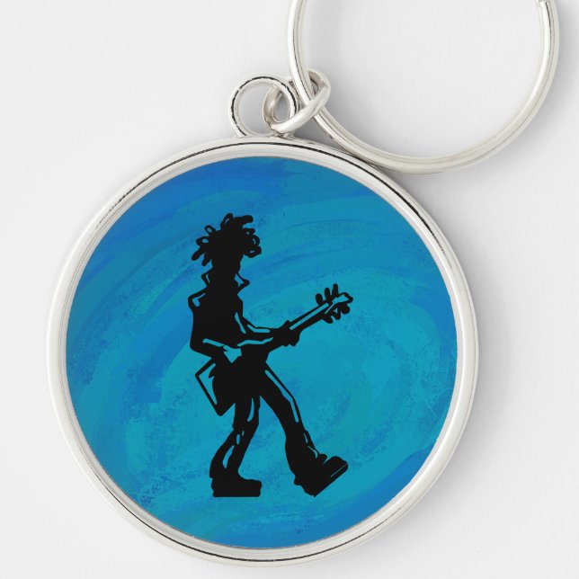 New York Boogie Nights Guitar Blue Key Ring (Front)