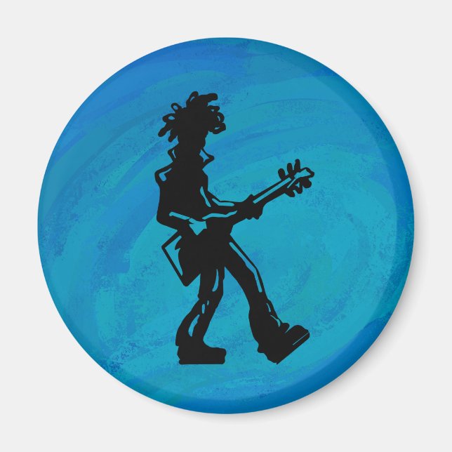 New York Boogie Nights Guitar Blue Magnet (Front)