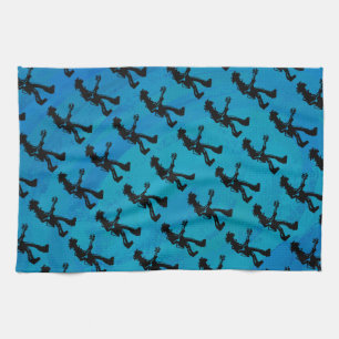 New York Boogie Nights Guitar Blue Tea Towel