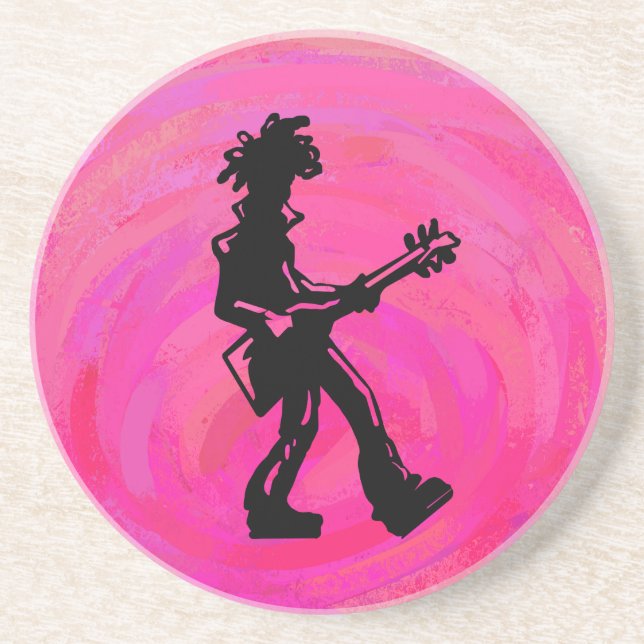 New York Boogie Nights Guitar Hot Pink Coaster (Front)